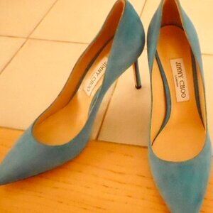 Jimmy Choo London Blue Suede High Heel Pumps